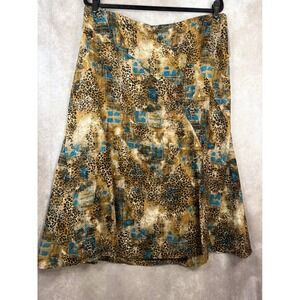 NWT VTG R.Q.T. Sweet Victory Skirt Womens 18 Tan Blue Leopard Plaid Midi
